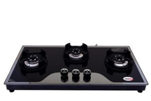 HORNBILLS 3 Burner HOB Design Mild Steel FRAME CROWN Pan Support MIRROR With ALLOY BLACK BURNER